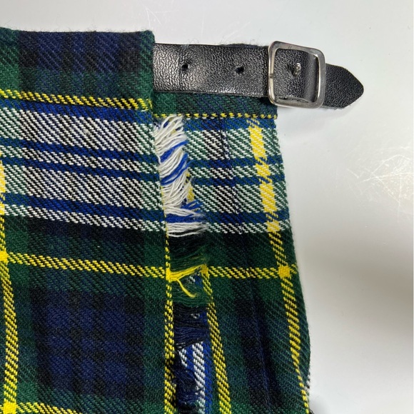 Made In Scotland Moffat Weavers Academia Navy Plaid Pleated Midi Kilt Skirt XXS - Picture 4 of 9